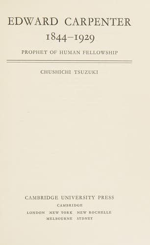 Cover of Edward Carpenter, 1844-1929