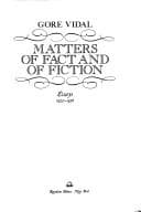 Cover of Matters of fact and fiction