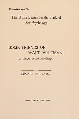 Cover of Some friends of Walt Whitman