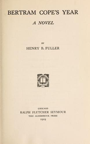 Cover of Bertram Cope's Year; a Novel