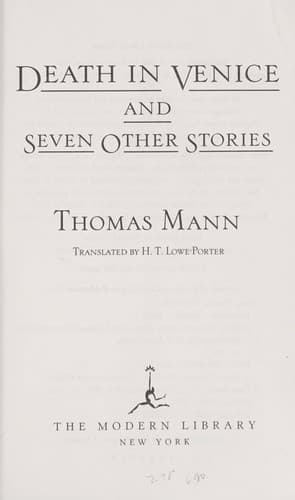 Cover of Death in Venice and seven other stories