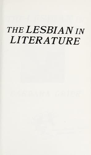 Cover of The Lesbian in Literature